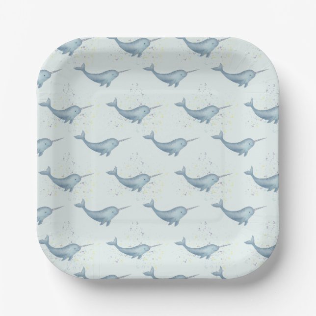 Sea Unicorn Narwhal Pappteller (Vorderseite)