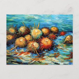 Sea Urchins in Expressive Ocean Oil Painting Postkarte
