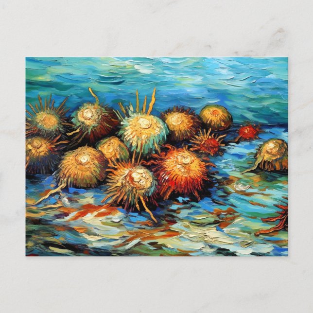 Sea Urchins in Expressive Ocean Oil Painting Postkarte (Vorderseite)