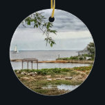 Sea View Beach Madison, Connecticut Ornament<br><div class="desc">Sailboat in Long Island Sound,  Madison,  Connecticut. Seaview Beach. Sommer</div>