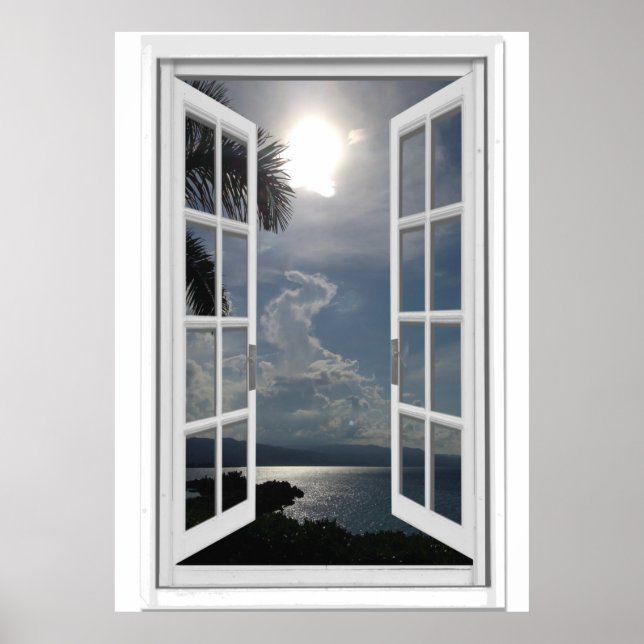 Sea View Trompe l'oeil Fake Window Poster (Vorne)