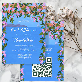 Sea View Wisteria Elegantes Brautparty CUSTOM QR Einladung
