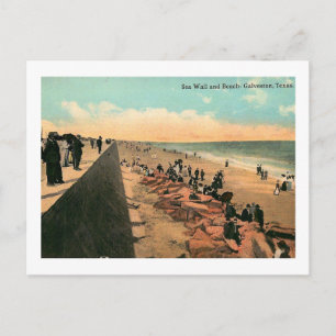 Sea Wall, Galveston, Texas 1912 Vintag Postkarte