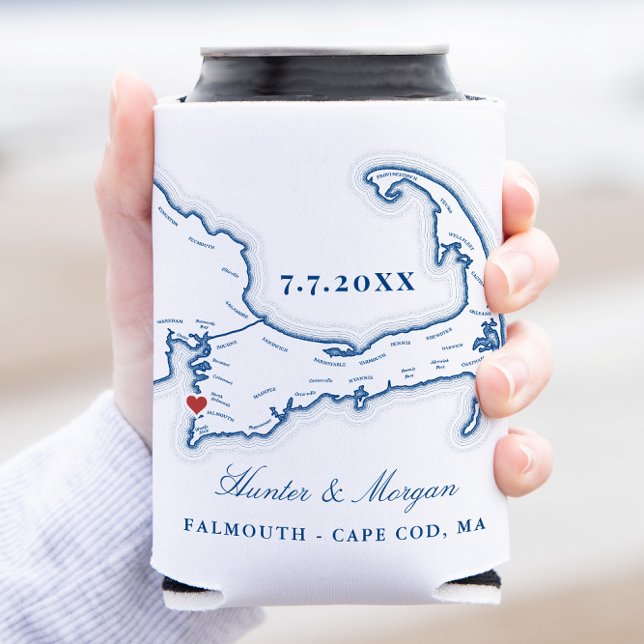 Sea Wappen Falmouth Cape Cod Gastgeschenk Hochzeit Dosenkühler (Sea Crest Beach Hotel Can Coozie Falmouth can cooler Cape Cod wedding favor from Coastal Map Designs)