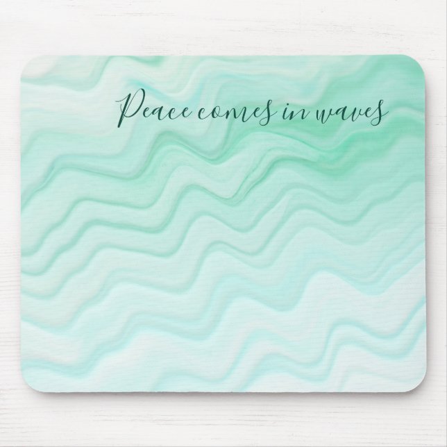 Sea Water Blue Peace kommt in Waves Ocean Zitat Mousepad (Vorne)
