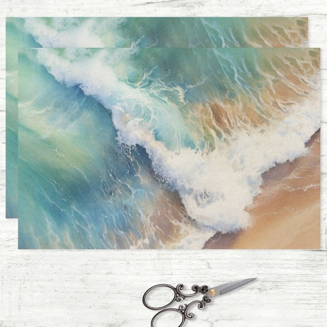 Sea Waves Aquarell Beach Decoupage Seidenpapier (Von Creator hochgeladen)