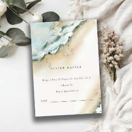 Sea Waves Sand Beach Diaper Raffle Baby Dusche Begleitkarte