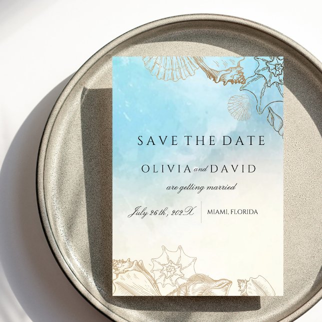 Sea Wedding Summer Blue Ocean Beach Hochzeit Save The Date (Von Creator hochgeladen)