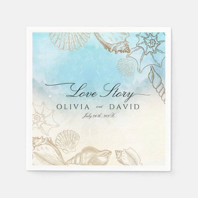 Sea Wedding Summer Blue Ocean Beach Hochzeit Serviette (Vorderseite)