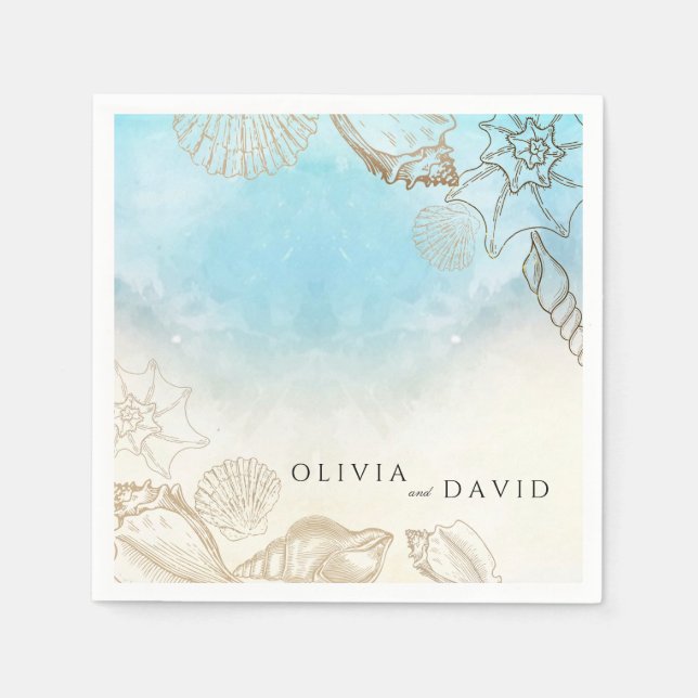 Sea Wedding Summer Blue Ocean Beach Hochzeit Serviette (Vorderseite)