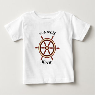 "SEA WOLF", Lenkrad, personalisiert Baby T-shirt