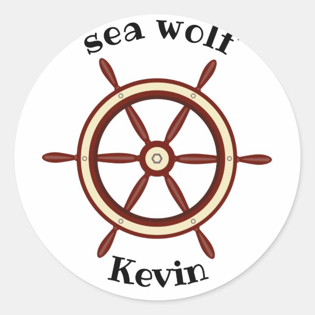 "SEA WOLF", Lenkrad, personalisiert Runder Aufkleber (Vorderseite)