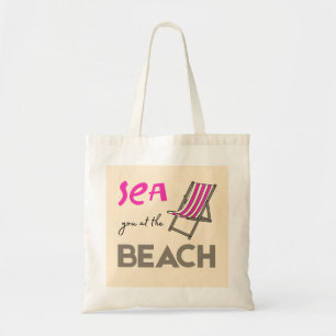 Sea You at Beach Pink Sunbed Summer Holiday Tragetasche