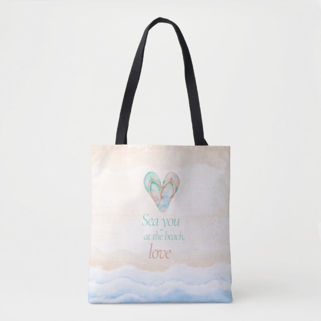 Sea You at the Beach Coastal Tote Bag (Vorderseite)