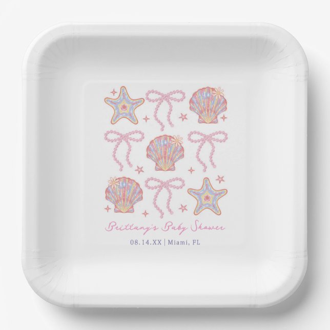 Sea you bald Baby Girl Coastal Babydusche Pappteller (Vorderseite)