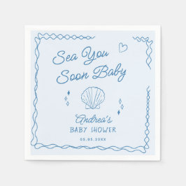Sea You bald Hand Draw Ocean Seashell Baby Dusche Serviette