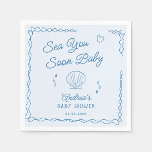Sea You bald Hand Draw Ocean Seashell Baby Dusche Serviette