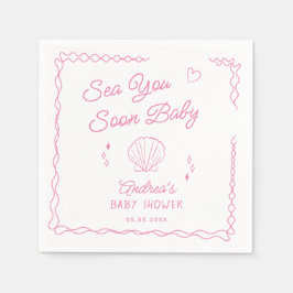 Sea You bald Hand Draw Ocean Seashell Baby Dusche Serviette