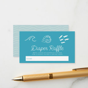 Sea You Soon Baby Blaues Windel-Raffle-Ticket Begleitkarte