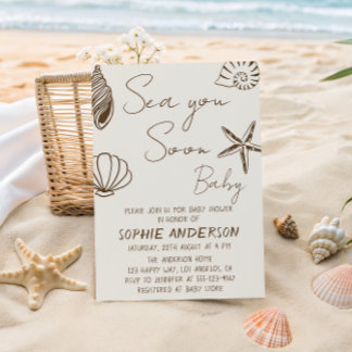 Sea You Soon Baby Boho Coastal Baby Shower Einladung