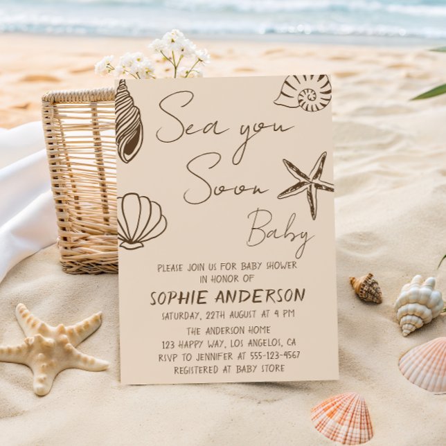 Sea You Soon Baby Boho Coastal Baby Shower  Einladung (Von Creator hochgeladen)