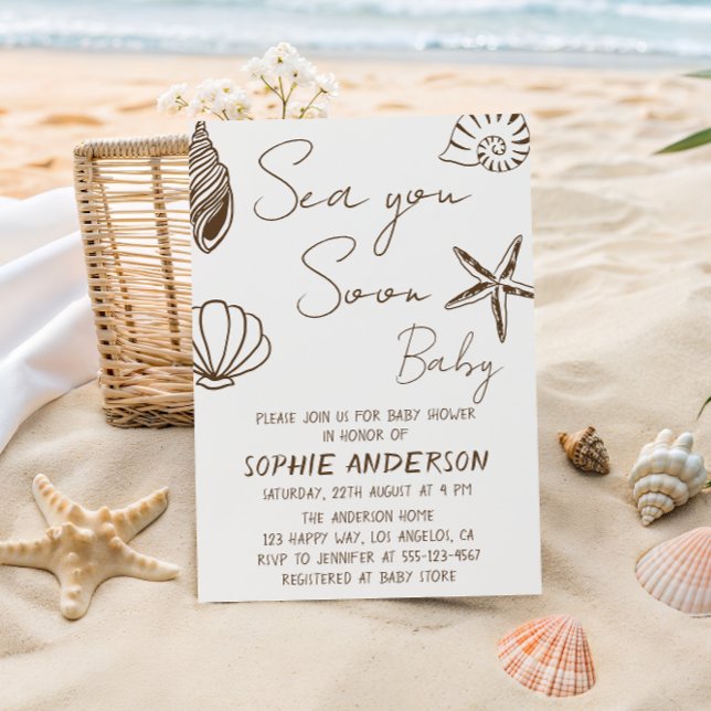 Sea You Soon Baby Boho Coastal Baby Shower  Einladung (Von Creator hochgeladen)