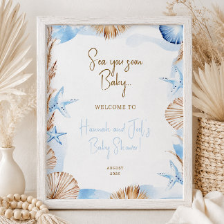 Sea You Soon Baby Boy Shower Willkommensschild Küs Poster