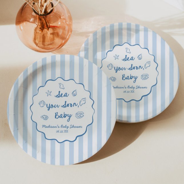 Sea You Soon Baby Coastal Baby Shower Pappteller (Von Creator hochgeladen)