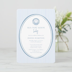 Sea You Soon Baby Coastal Blau Foto Baby Shower  Einladung