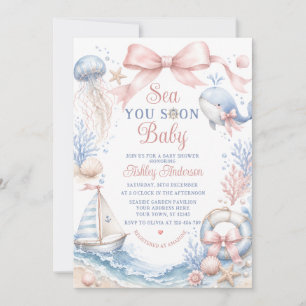 Sea You Soon Baby Girl Baby-Party Einladung