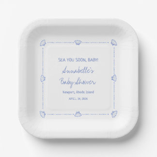 Sea You Soon Baby Handgezeichnete Muscheln Baby Sh Pappteller