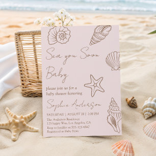 Sea You Soon Baby Küsten-Muschel-Baby-Party Einladung