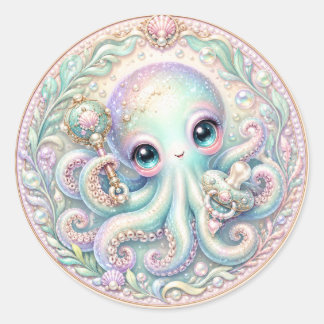 Sea You Soon Baby Octopus Under the Sea Dusche Runder Aufkleber