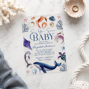 Sea You Soon Baby Sealife Baby Shower Acryl Acryleinladungen