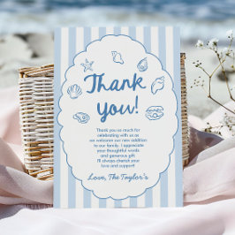 Sea You Soon, Baby Seashell Coastal Baby Shower Dankeskarte