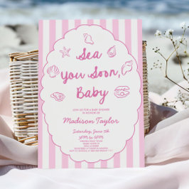 Sea You Soon, Baby Seashell Coastal Baby Shower Einladung