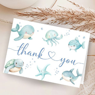 Sea You Soon Baby Shower Blau Ozean Danksagungskar Dankeskarte