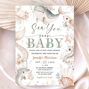 Sea You Soon Baby Shower Boho Ozean Mädchen Einladung