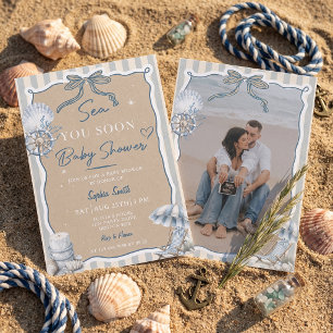 Sea You Soon Baby Shower Individuelle Foto-Einladu Einladung