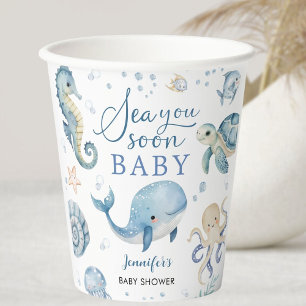 Sea You Soon Baby Shower Junge Blauer Ozean Pappbecher