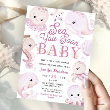 Sea You Soon Baby Shower Mädchen Rosa Ozean