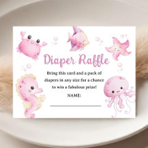 Sea You Soon Baby Shower Mädchen Rosa Windel Raffl
