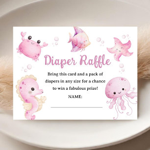 Sea You Soon Baby Shower Mädchen Rosa Windel Raffl Begleitkarte