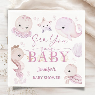 Sea You Soon Baby Shower Rosa Ozean Papier Serviette