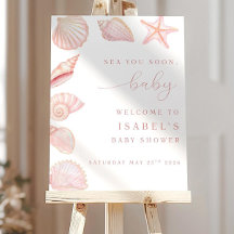 Sea You Soon Baby Shower Willkommensschild, Rosa M