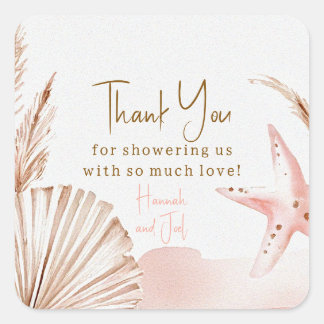 Sea You Soon Baby Square Favour Tags | Coastal Quadratischer Aufkleber