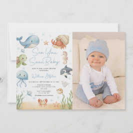 Sea You Soon Baby Under the Sea Photo Baby Shower  Einladung