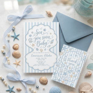 Sea You Soon Babyparty-Einladung Küstenmeere Visitenkarte