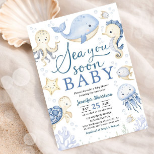 Sea You Soon Boy Baby Shower Blauer Ozean Einladung