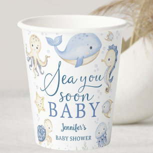 Sea You Soon Boy Baby Shower Blauer Ozean Pappbecher
